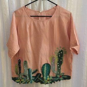 Cactus embroidered shirt